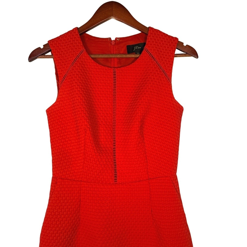 J.Crew Portfolio Dress Red Textured Matelasse Sheath Dress Size 00 - Picture 4 of 10